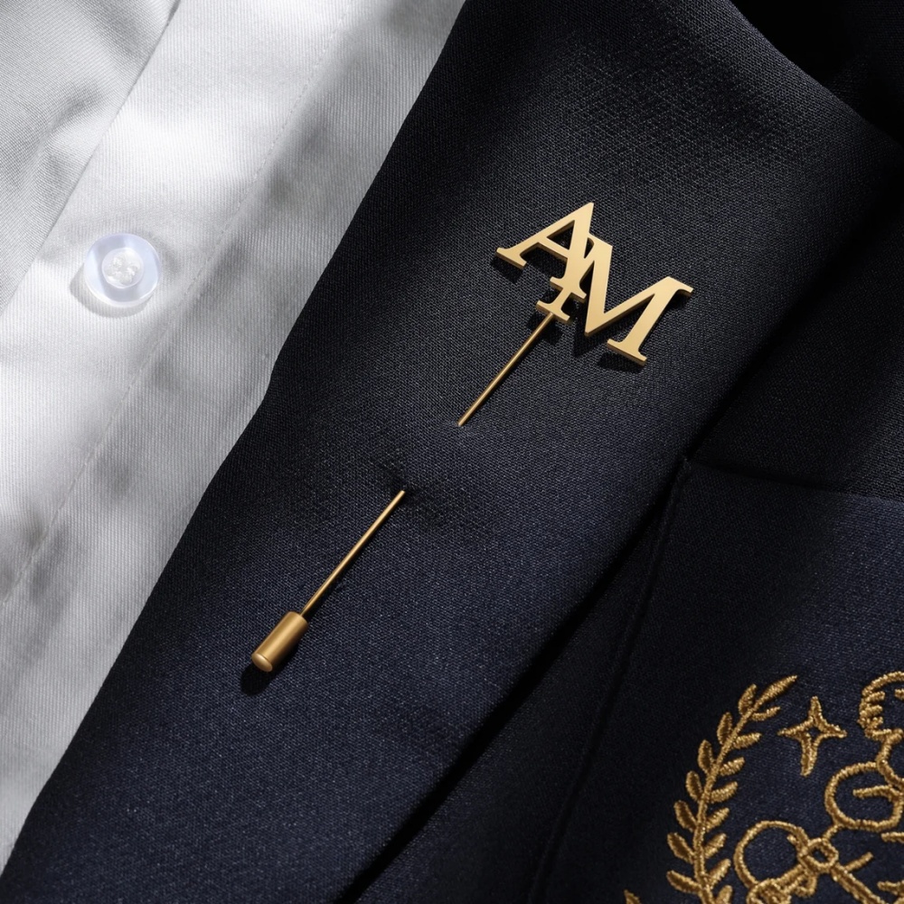 Men Accessories Brooch - Custom Initials Brooch Men Stainless Steel