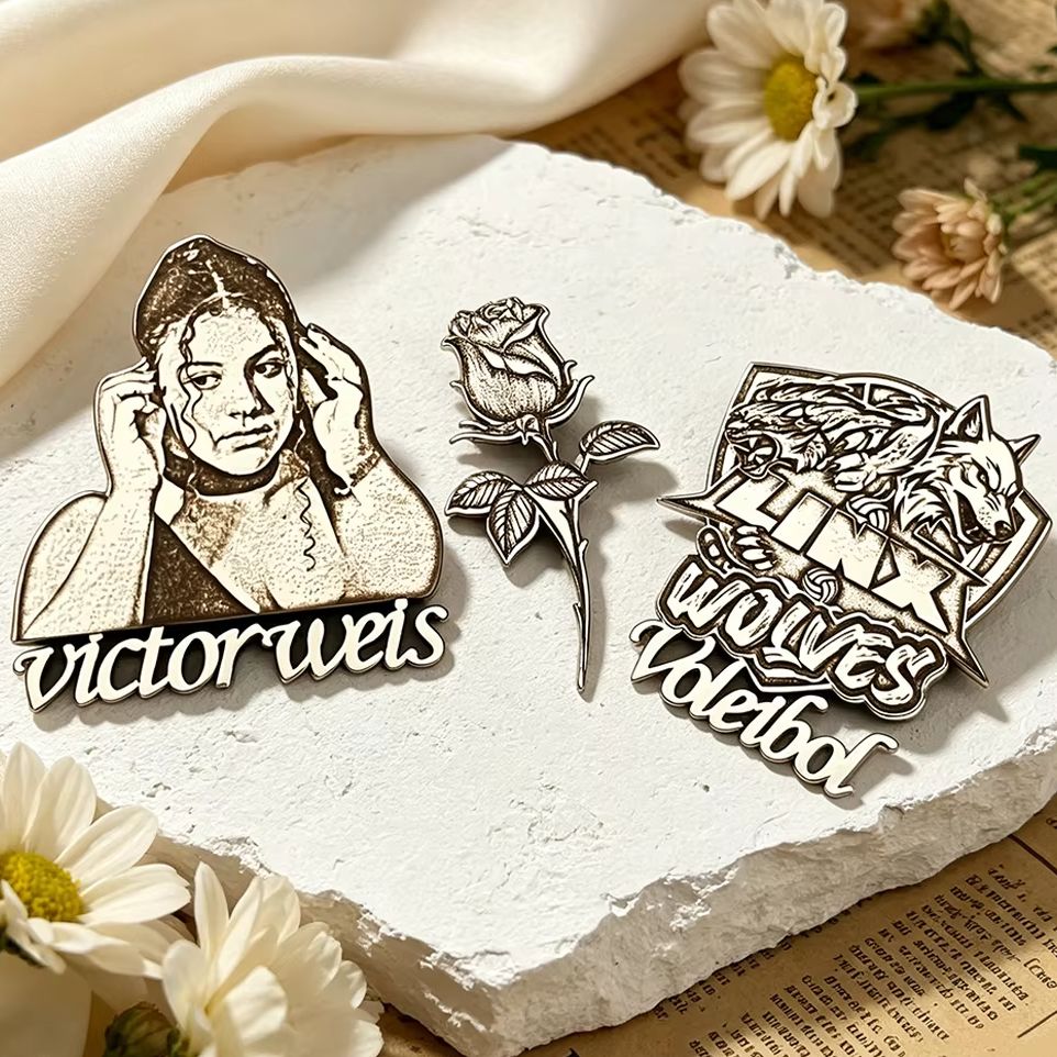 Men Accessories Brooch - Custom Men Portrait Rose Photo Brooch