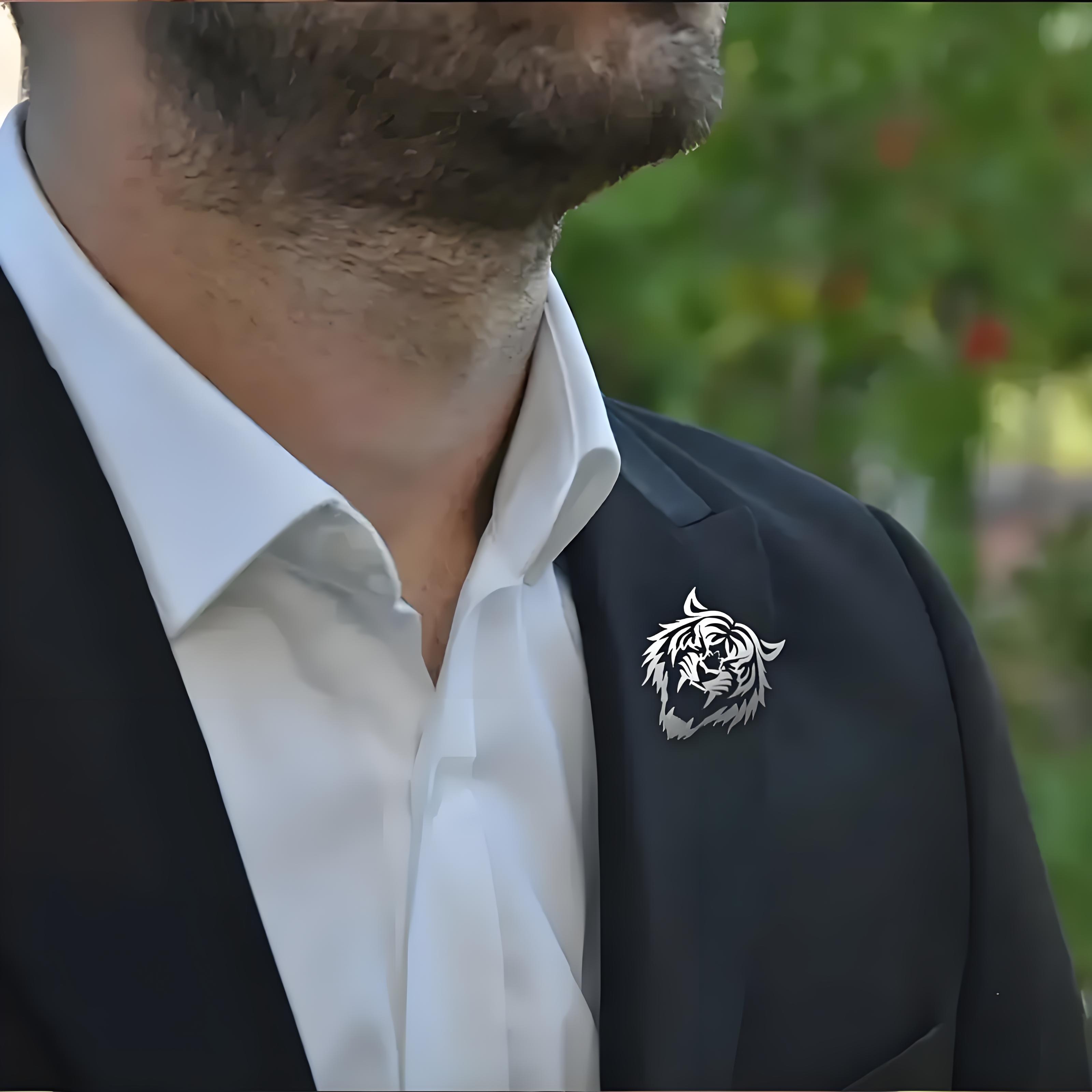 Men's Stainless Steel Tiger He - огляд і ціна Men Accessories Brooch