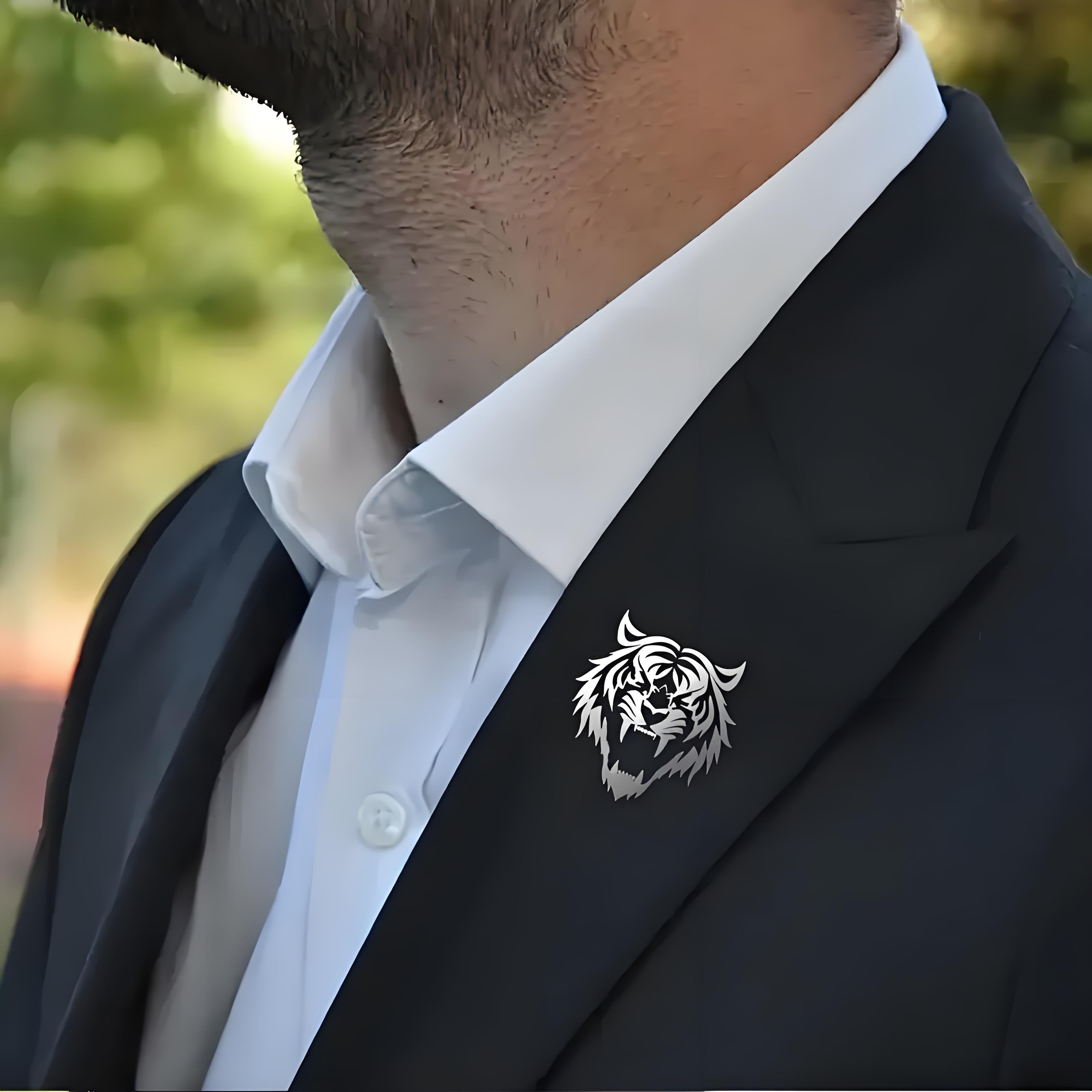 Men's Stainless Steel Tiger He - огляд і ціна Men Accessories Brooch